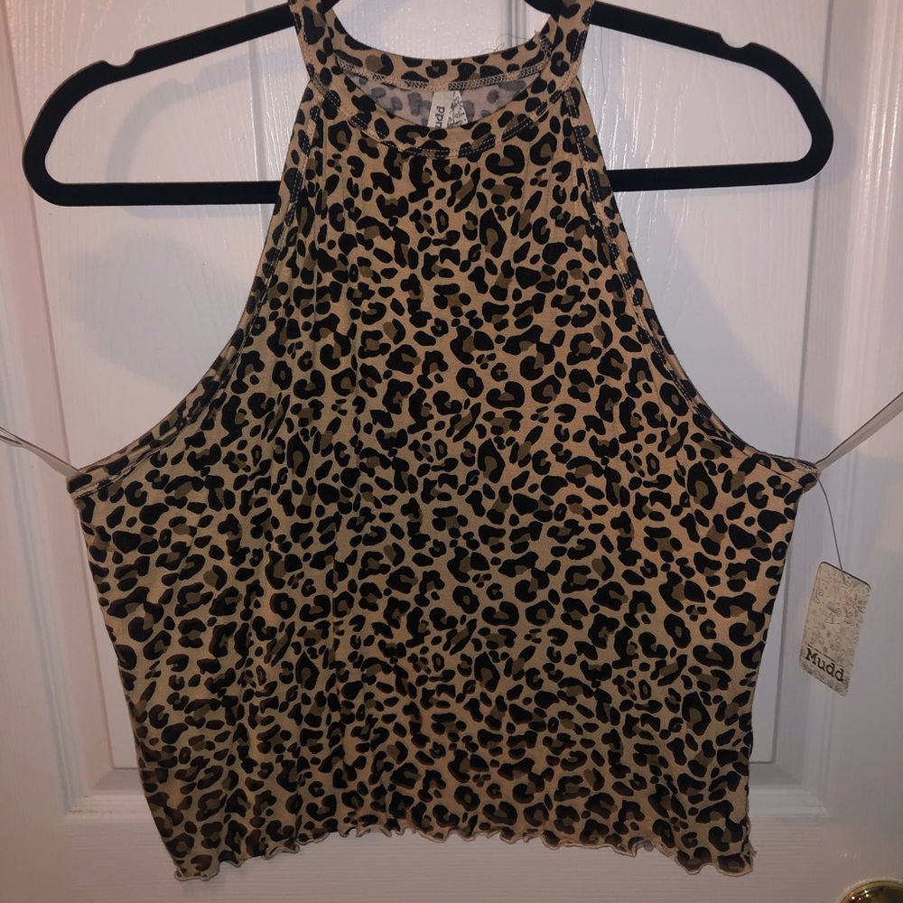 Mudd High neck Cheetah Crop Top